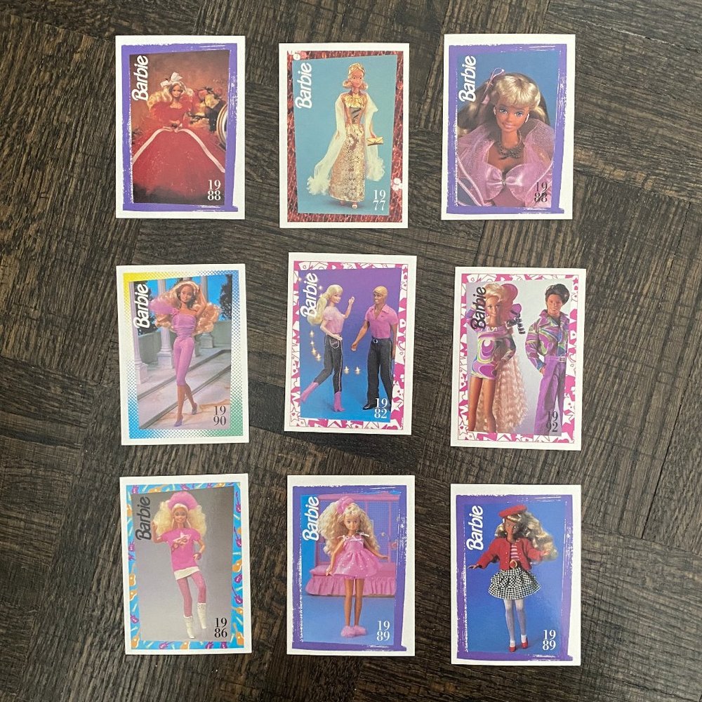 Lot of 9 Barbie Trading Cards + 1 Sticker - Mattel, Panini, 1992